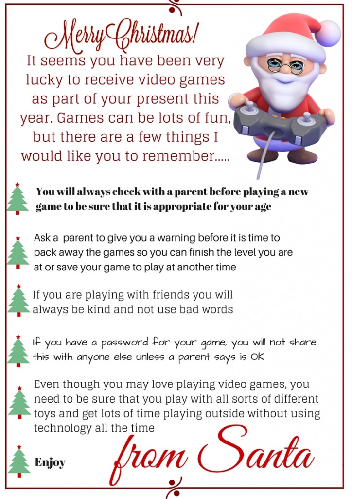 video game letter from Santa